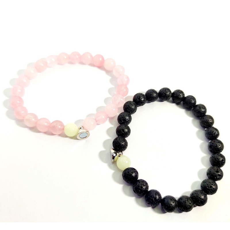 [Hàng mới về] Vòng tay chuỗi đá từ tính phát sáng phối đồ cho cặp đôi tình bạn