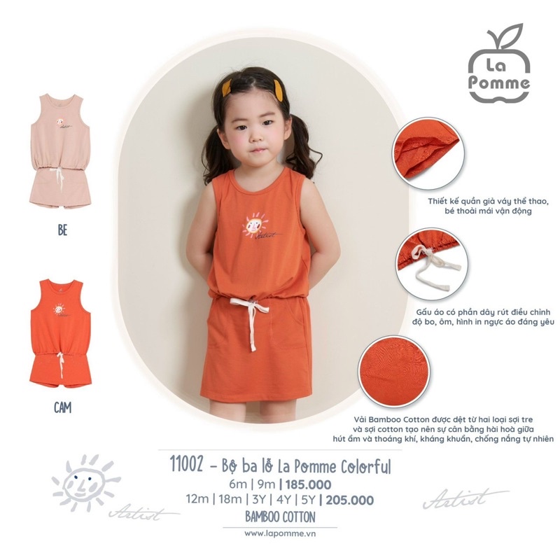 Bộ ba lỗ La Pomme Caro Babydoll, Bộ Họa Tiết Bé Gái thời trang mùa hè cao cấp