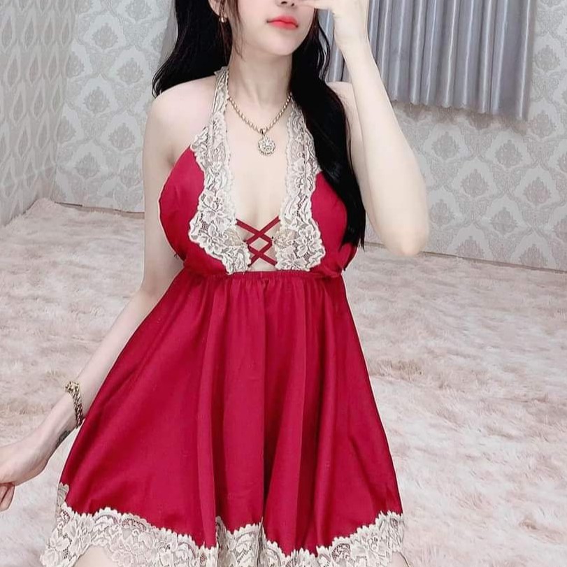 Váy ngủ sexy ❣️FREE SHIP❣️ Đầm ngủ sexy cột dây 1 Vải Satin <60kg | BigBuy360 - bigbuy360.vn