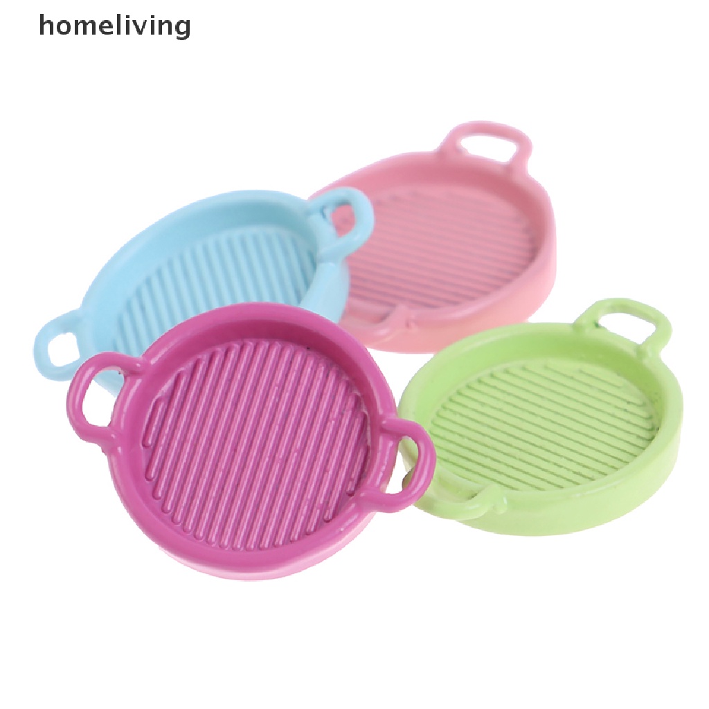 Set 4 Đĩa Kim Loại Mini Tỉ Lệ 1 / 12 Dùng Để Trang Trí Nhà Búp Bê