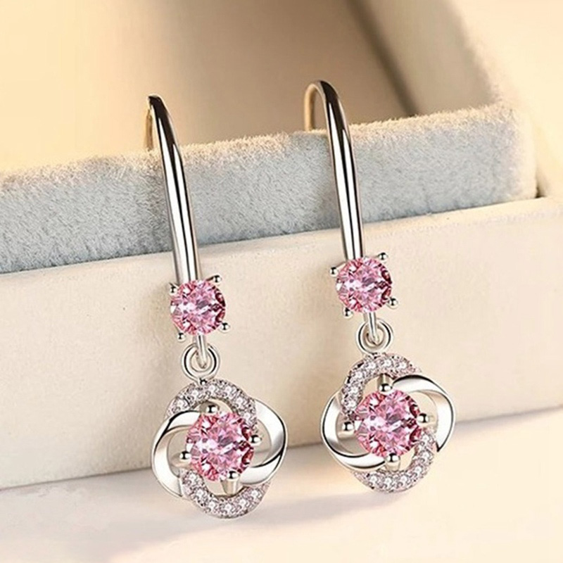 Tmdbyx Bông Tai Mạ Bạc 925 Đính Đá Thời Trang Cho Nữ