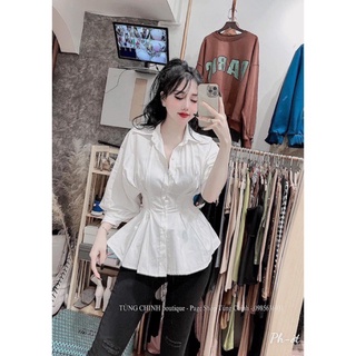 ÁO SƠ MI TRẮNG CHIẾT EO