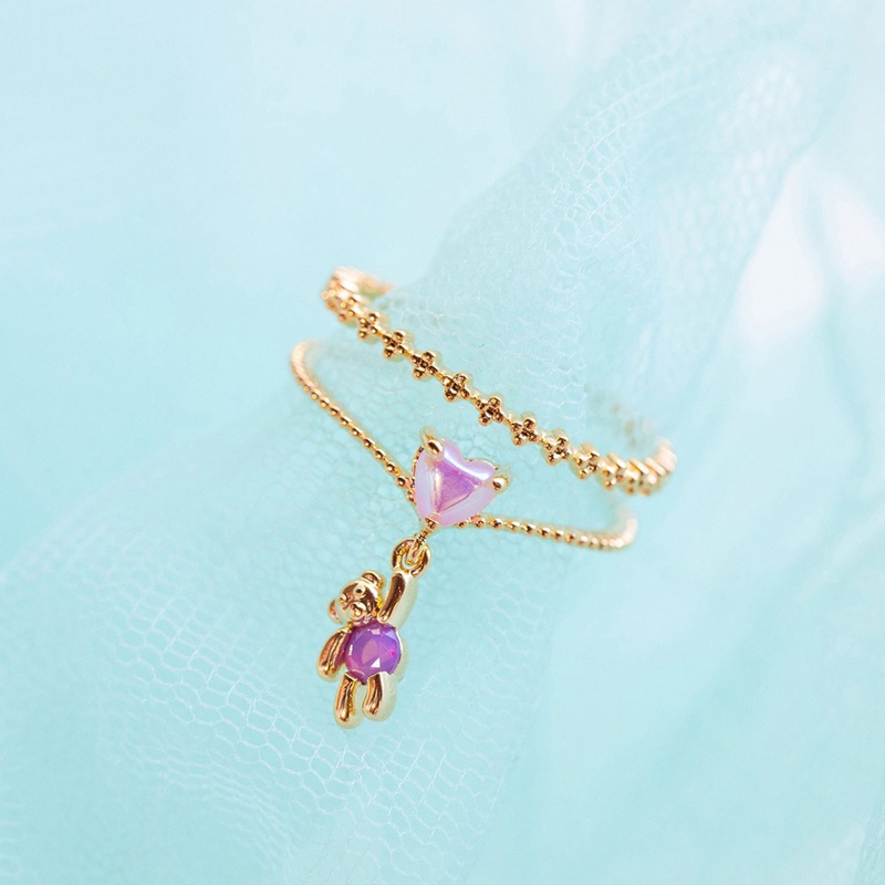 Nhẫn Kim Loại Mặt Hình Gấu Phong Cách Vintage