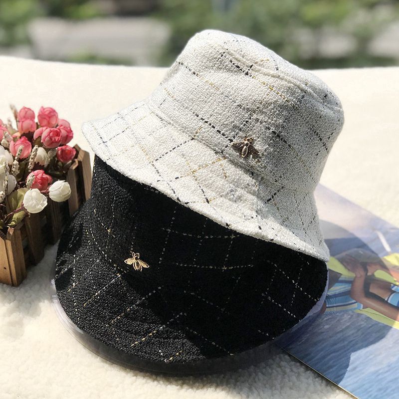 Nón bucket dạ cao cấp đính hình bướm