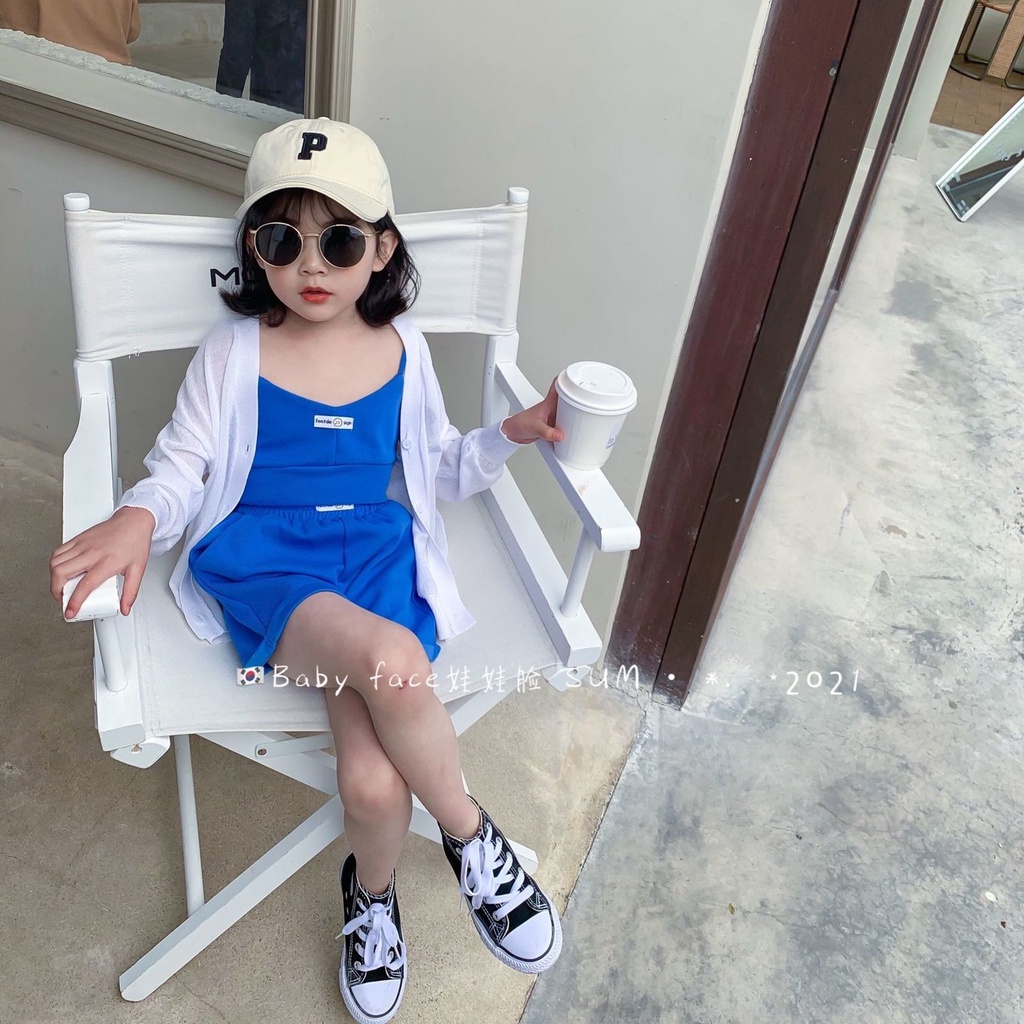 Set áo hai dây + quần short thể thao thiết kế mới thời trang mùa hè phong cách Hàn Quốc cho bé gái