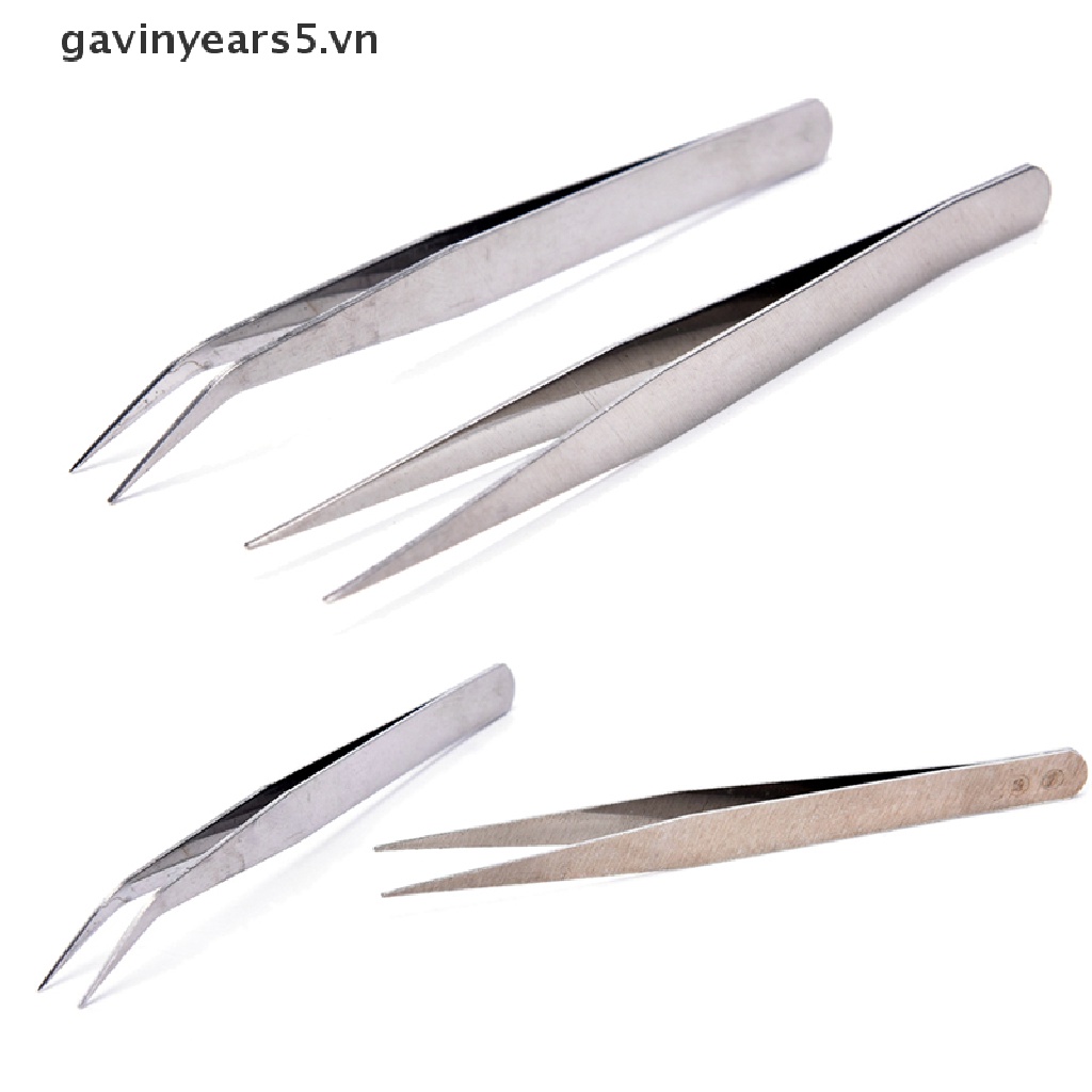 [Hàng mới về] 2 Nhíp đầu thẳng và đầu cong bằng thép không gỉ chuyên dụng cho may vá