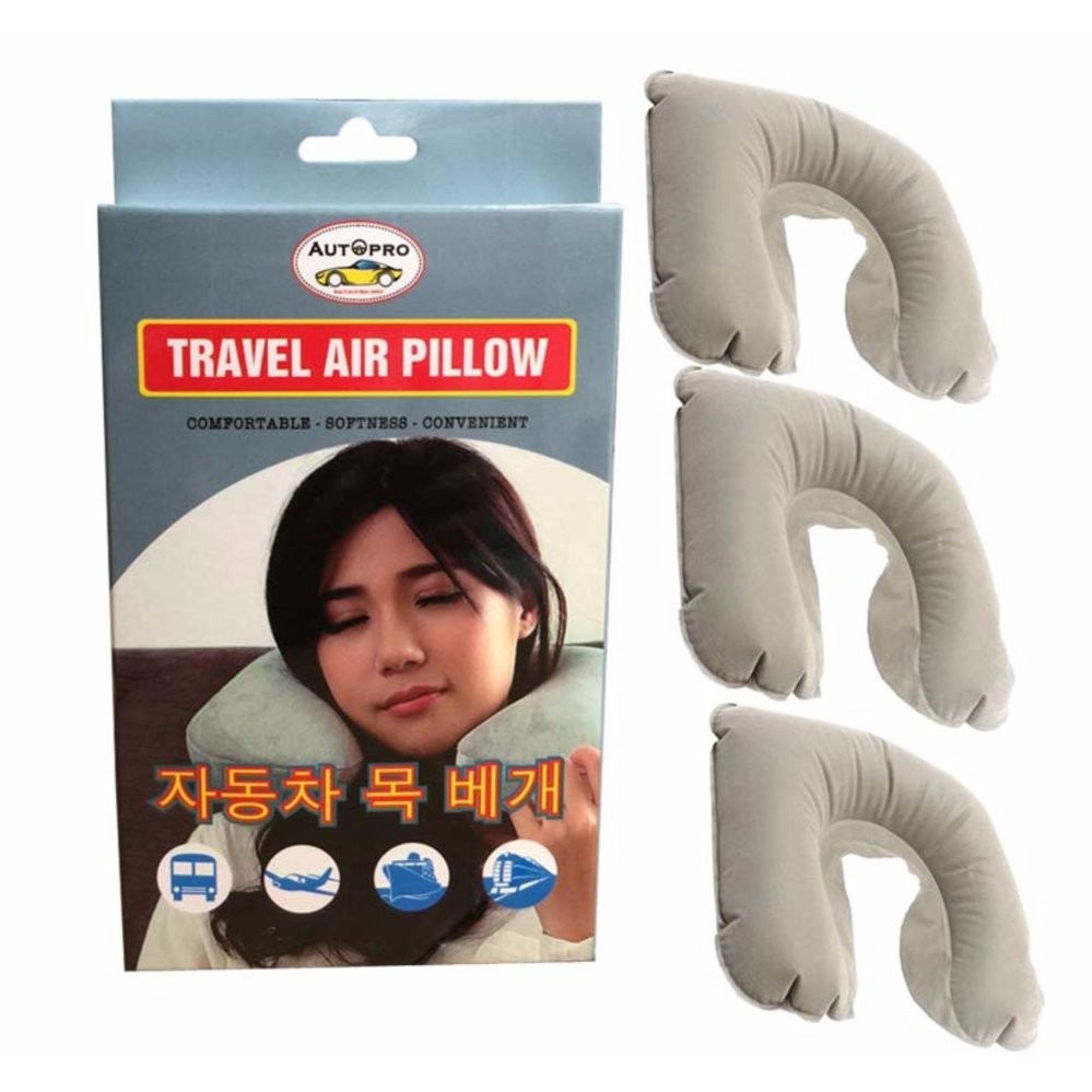 Bộ 3 gối đỡ cổ bơm hơi cao cấp tím than TI630