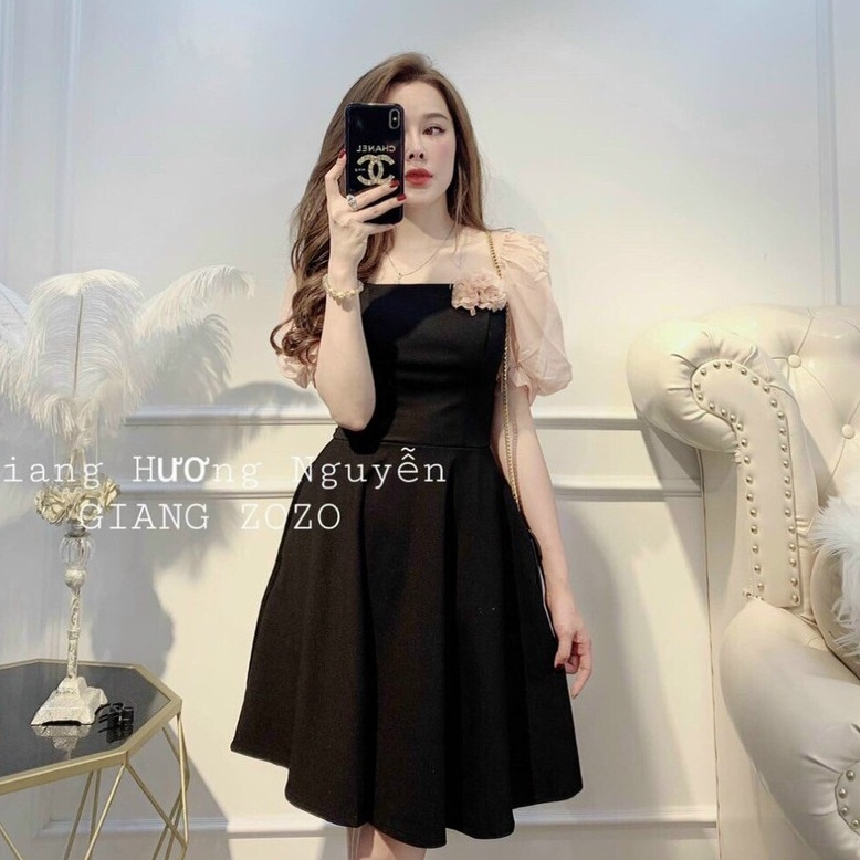 Đầm dự tiệc phối voan tay phồng sang chảnh Zashopp