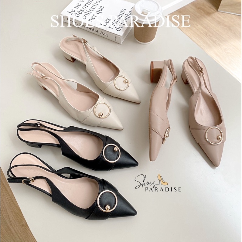 Giày cao gót nữ mũi nhọn đế vuông cao 3cm, giày nữ thời trang shoesparadise chất da đẹp,sang,chắc chắn