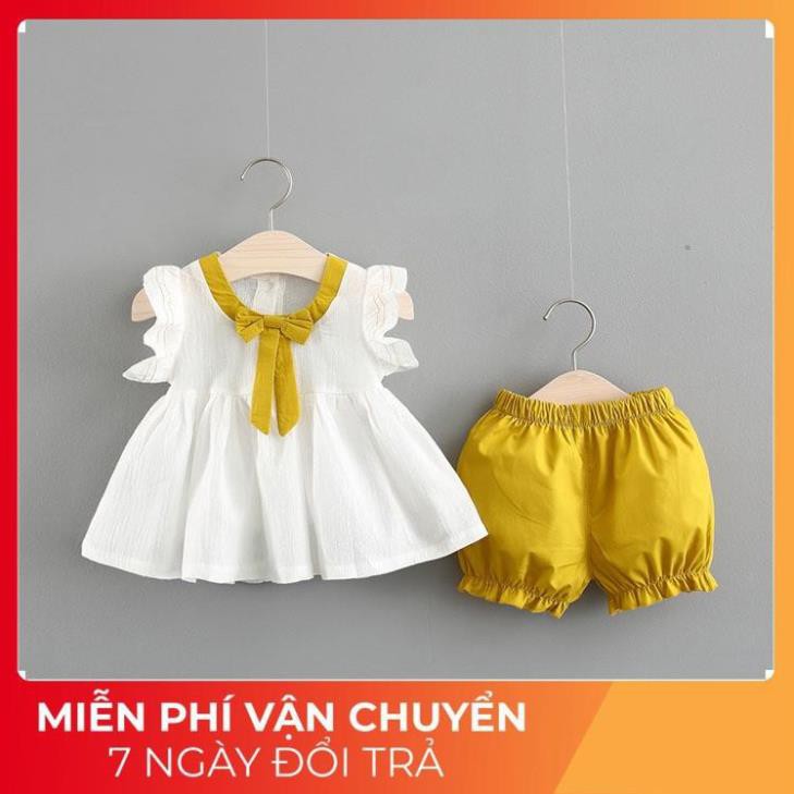 Bộ bé gái tay cánh tiên ngực thắt nơ - HG051