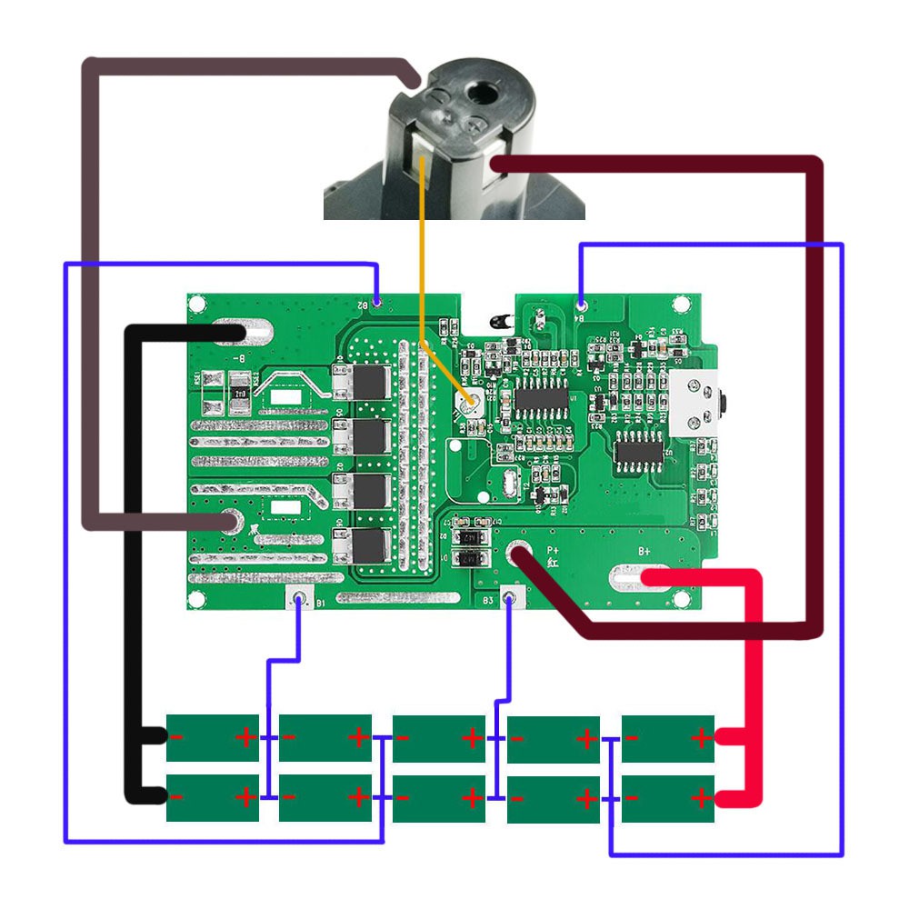 Mạch pin Ryobi 18V 5S Li-ion, có Led báo pin và nhận sạc zin