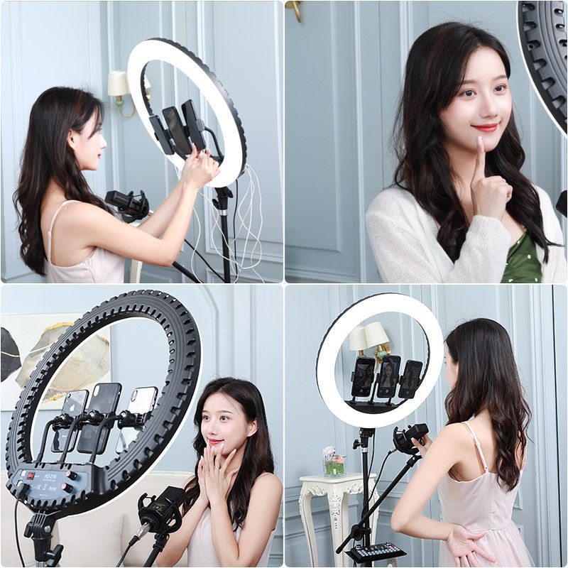 Bộ Đèn Livestream 45cm kèm điều khiển, 3 màu ánh sáng, chuyên dụng cho Livestream, Trang Điểm Make Up, Phun Săm