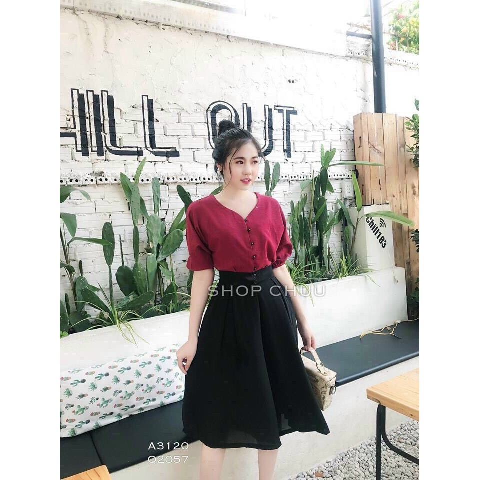 Quần ống rộng giả váy Midi chất đẹp,kèm thun sau,có túi