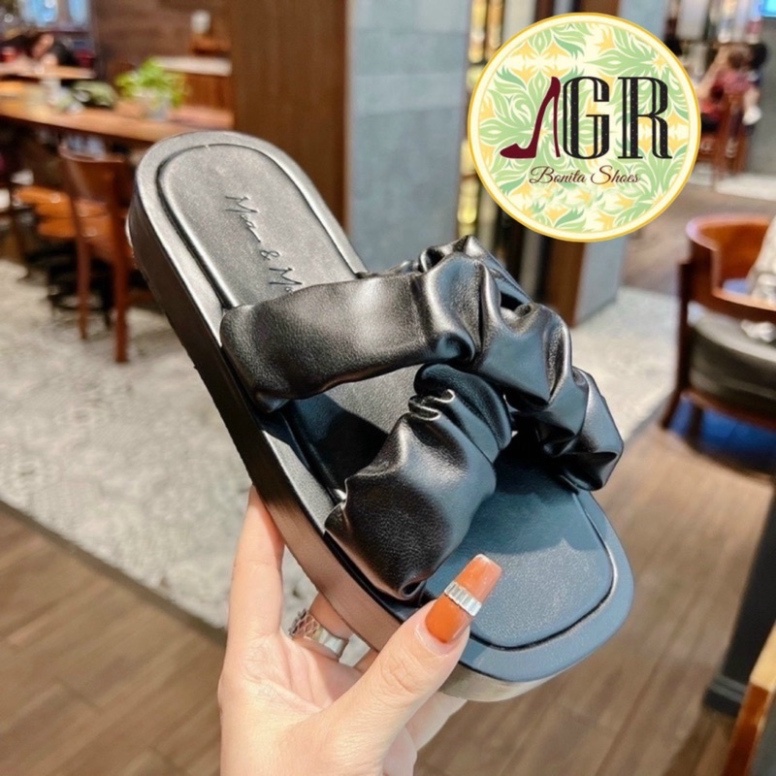Dép bánh mì nữ đế dày 2p quai Nhún Chéo hot trend năm nay