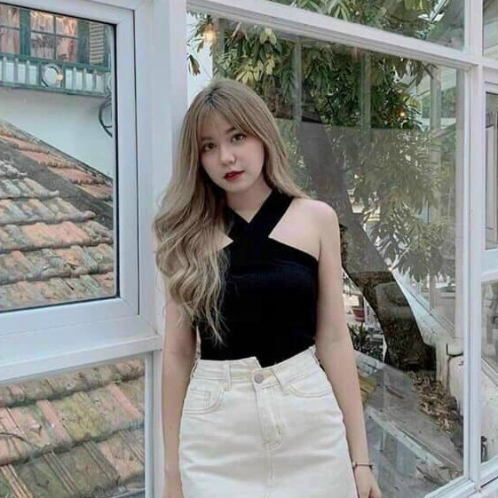 Áo yếm xéo cổ sexy thun bozip xinh hot hit lpc gân hkxbo