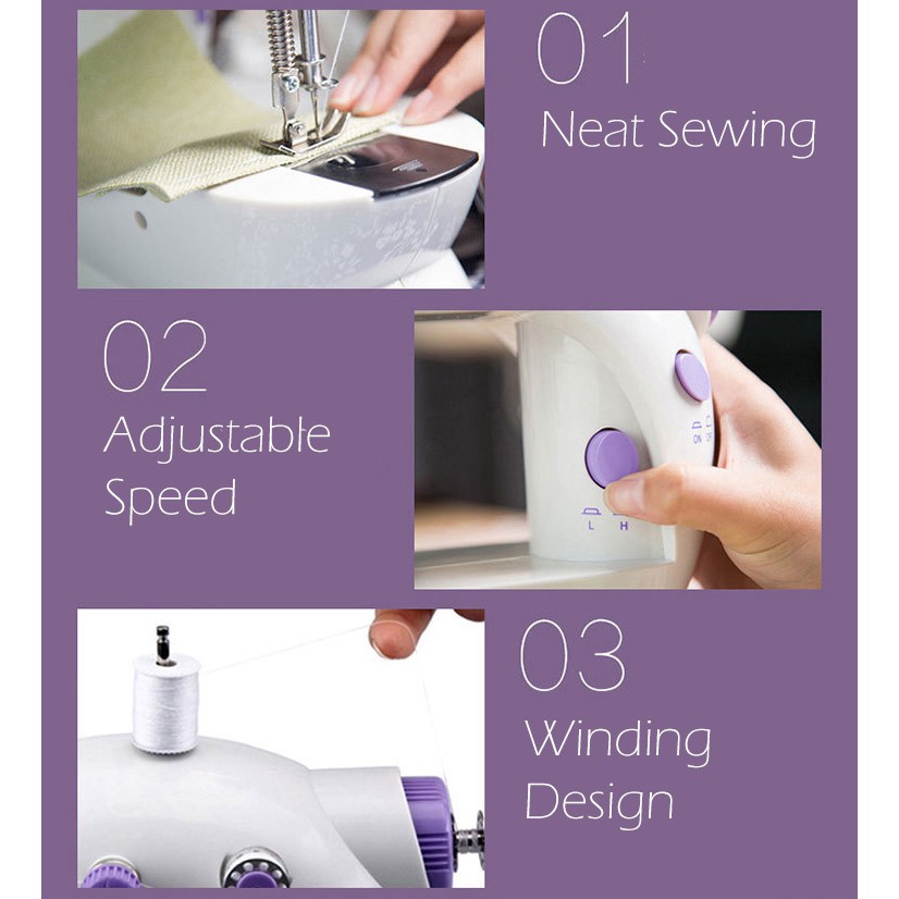 【CZK】Original Portable Mini Sewing Machine 4 in 1 Dual Speed Home Mesin Jahit