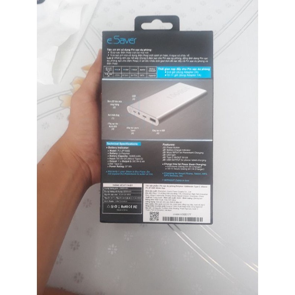 Pin sạc dự phòng Polymer 10.000 mAh Type C eSaver PJ JP106S