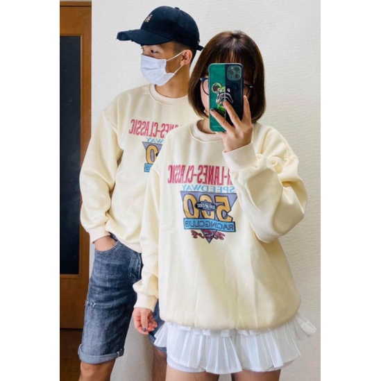Áo Nỉ Sweater Số 500 Áo Cổ Tròn Siêu Hot, From Unisex Tay Bồng, Màu Đen Basic Siêu Hot ( Ảnh Thật 100%)