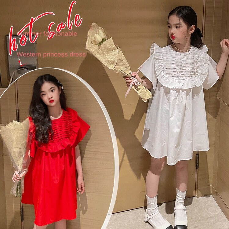 Đầm Tay Ngắn Thời Trang Mùa Hè Xinh Xắn Cho Bé Gái 5-6 tuổi 6-7 tuổi 7-8 tuổi 8-9 tuổi 9-10 tuổi 10-11 tuổi 11-12 tuổi 12-13 tuổi 13-14 tuổi 15-16 tuổi