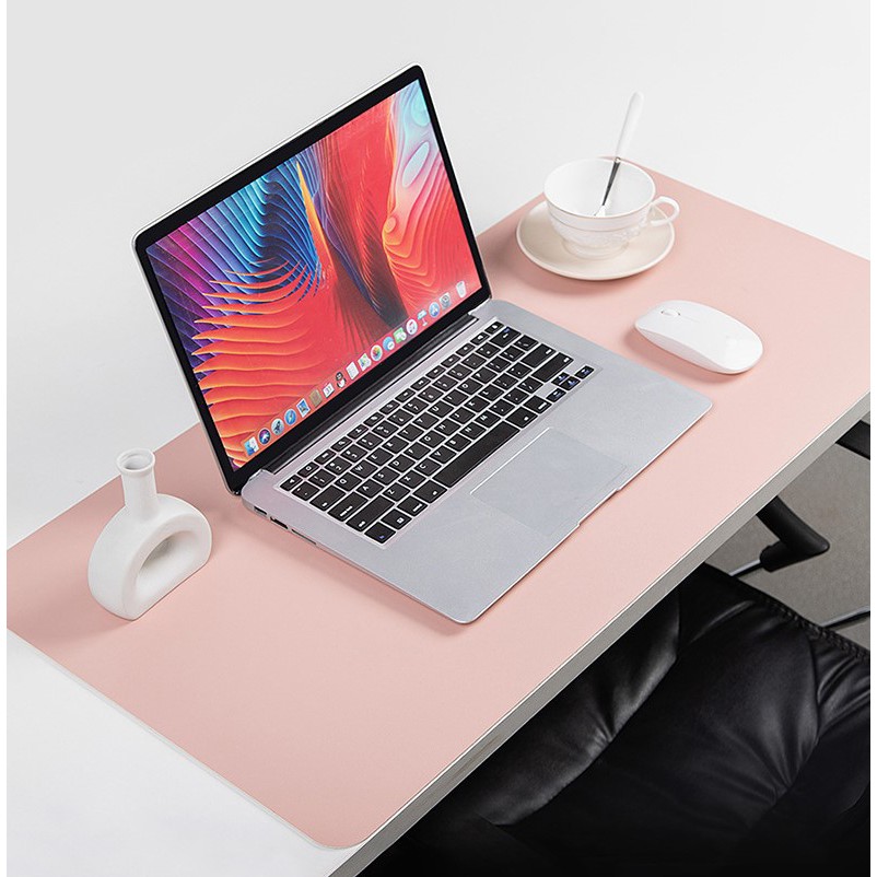 Deskpad - Tấm lót bàn làm việc bằng da/Lót chuột chống trơn trượt, chống nước 2 màu 2 mặt cao cấp #C262