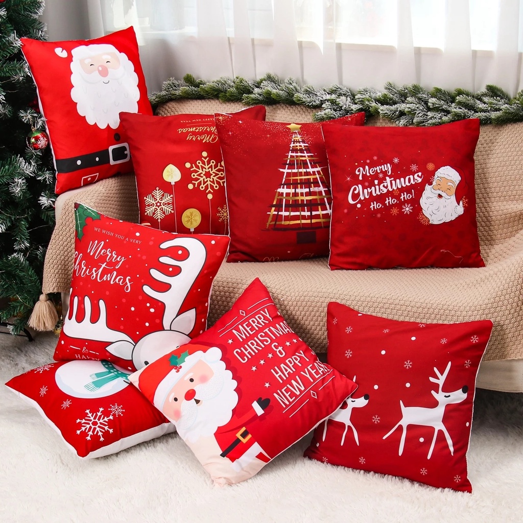 Áo gối 45x45cm họa tiết giáng sinh tiện dụng để trang trí nhà cửa
