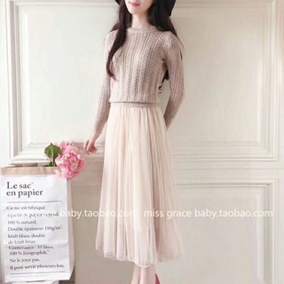Đầm len phối ren chốt live