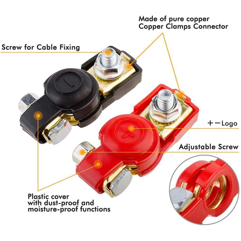 Kẹp Đầu Cuối Bình Ắc Quy 12V Tháo Lắp Nhanh Có Nắp Đậy Bằng Đồng Cho Xe Hơi Xe Máy