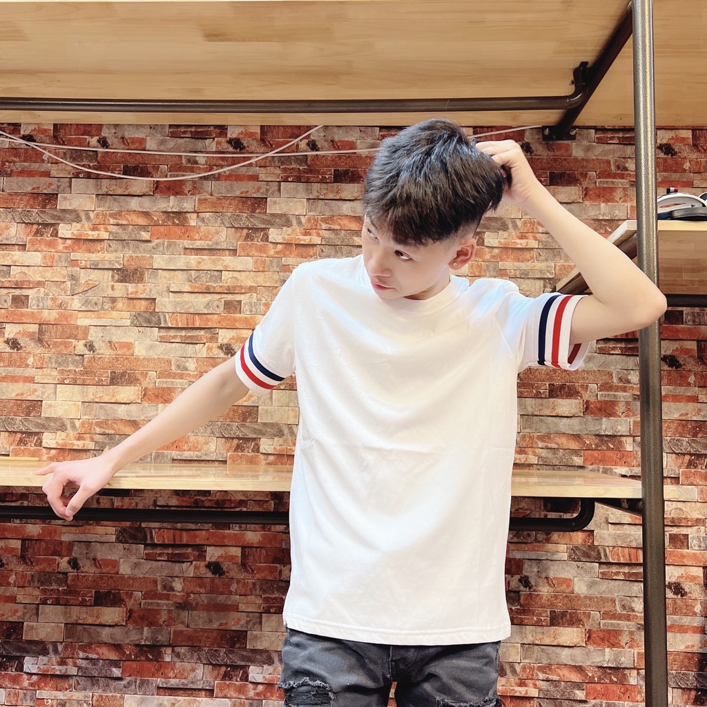 Áo Phông Thom Cao Cấp Sọc Tay Chất Liệu Cotton 100%