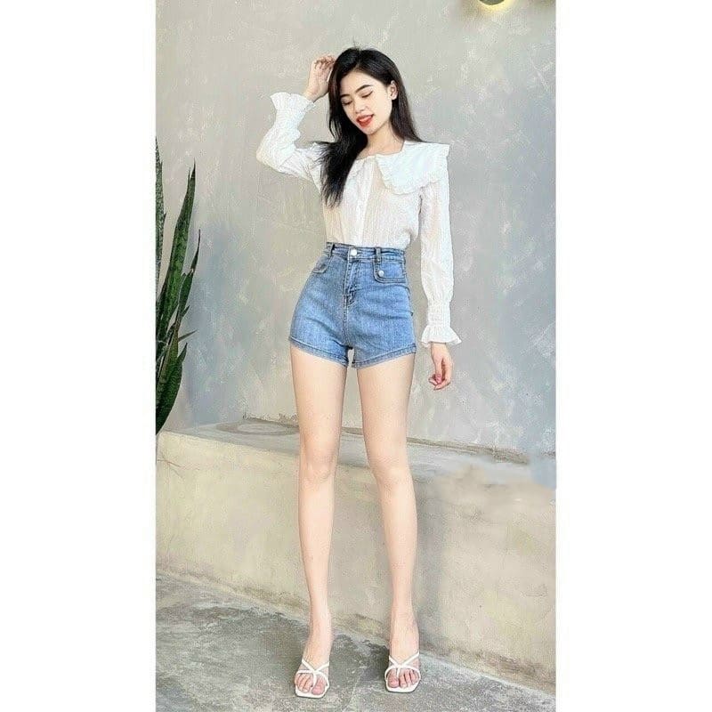 Quần Short Đùi Jean Nữ Lưng Cao Co Dãn Tốt Chất Đẹp, Labibi