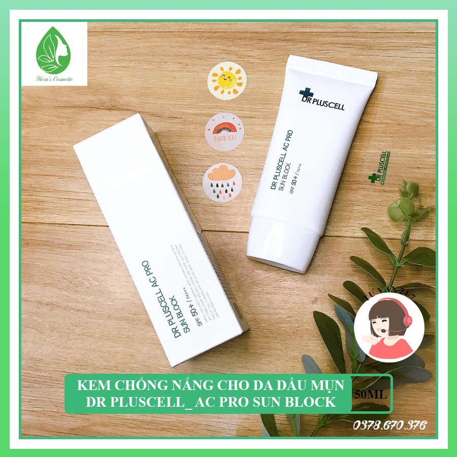 [Mã 253FMCGSALE giảm 8% đơn 500K] [HÀNG HIỆU] Kem chống nắng cho da dầu mụn Dr Pluscell_ Ac pro sun block spf 50+, Pa+++