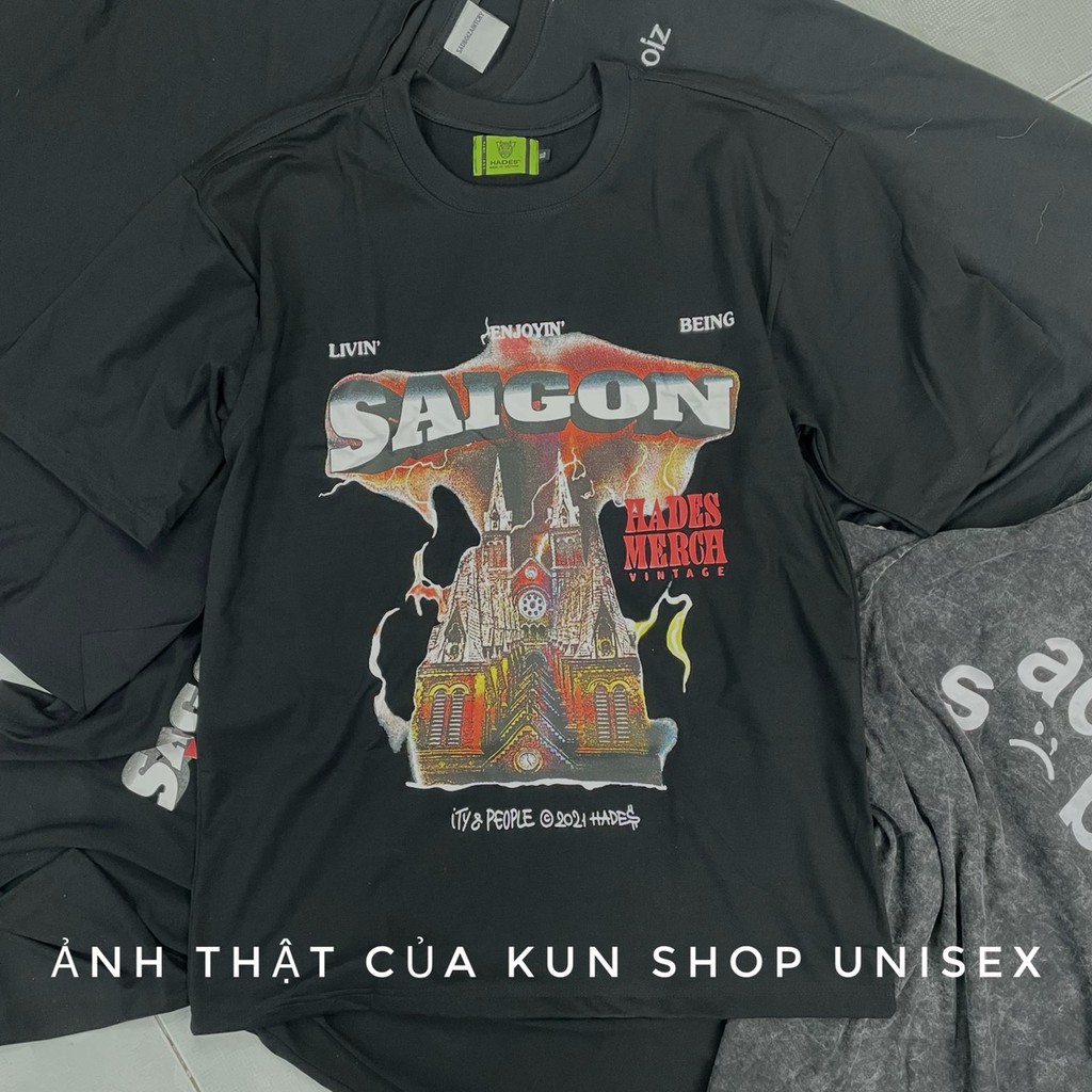 Áo Thun Tay Lỡ  Hades SAIGON SPIRIT BLACK - CAMNHUNG Áo Thun Nam Nữ Unisex Hot Hit
