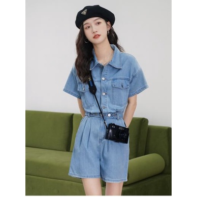 Jumpsuit Denim Ngắn Dáng Ôm DX0T