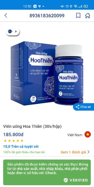 Viên uống hoa thiên, cân bằng nội tiết tố, hỗ trợ làm đẹp da | Thế Giới Skin Care