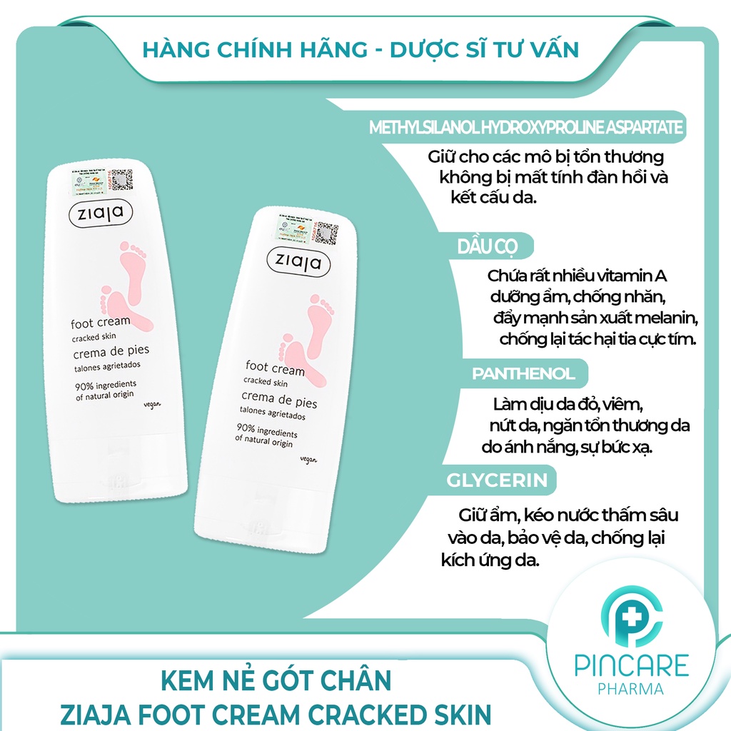 Kem nẻ gót chân Ziaja Foot Cream Cracked Skin 60ml - Hàng chính hãng - Nhà thuốc Pincare