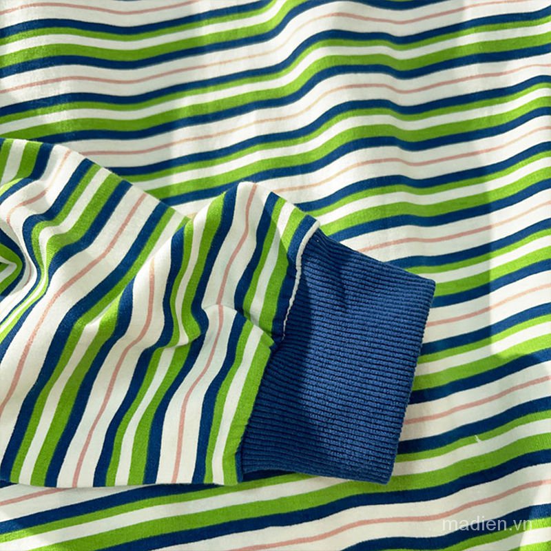 Áo Thun Polo Tay Dài Họa Tiết Kẻ Sọc Phong Cách Retro Hàn Quốc Mới 2021 Cho Nữ | BigBuy360 - bigbuy360.vn