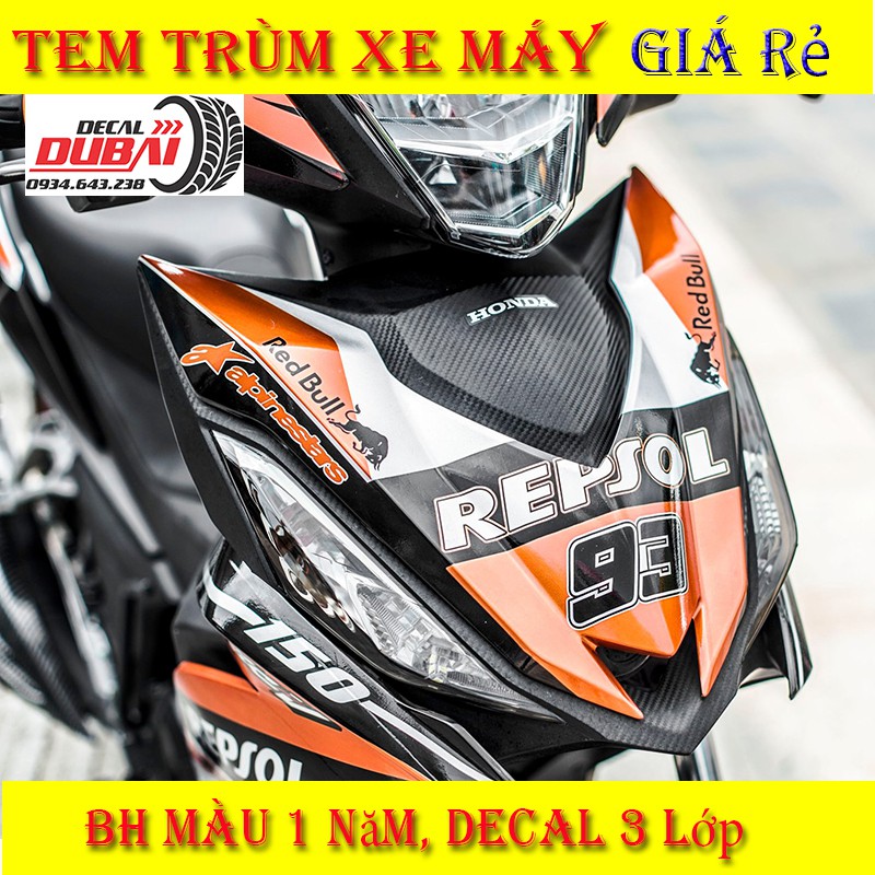 Tem Trùm Winner Repsol Cam Đen Trắng Thể Thao