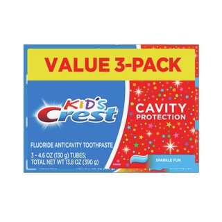 Bộ 3 cây kem đánh răng Crest Kid's Toothpaste Sparkle Fun dành cho trẻ em