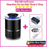 Đèn bắt muỗi diệt côn trùng thông minh, máy hút muỗi hình trụ bóng đèn ngủ mini cắm usb, cây đèn led quạt vợt hút muỗi