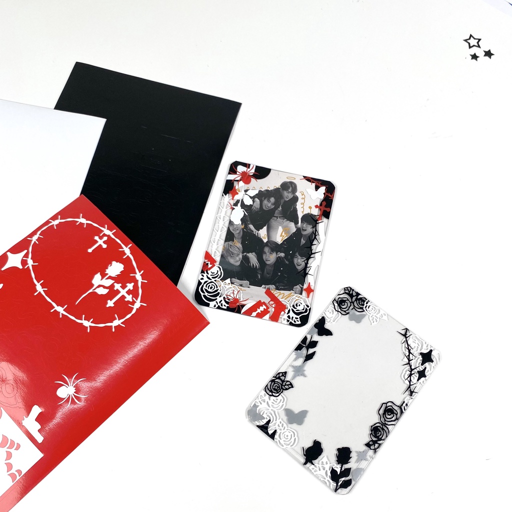Sticker Aesthetic Toploader decor sticker dây xích hoa hồng toploader đựng ảnh kpop Buka nhiều màu kích thước 110x190mm