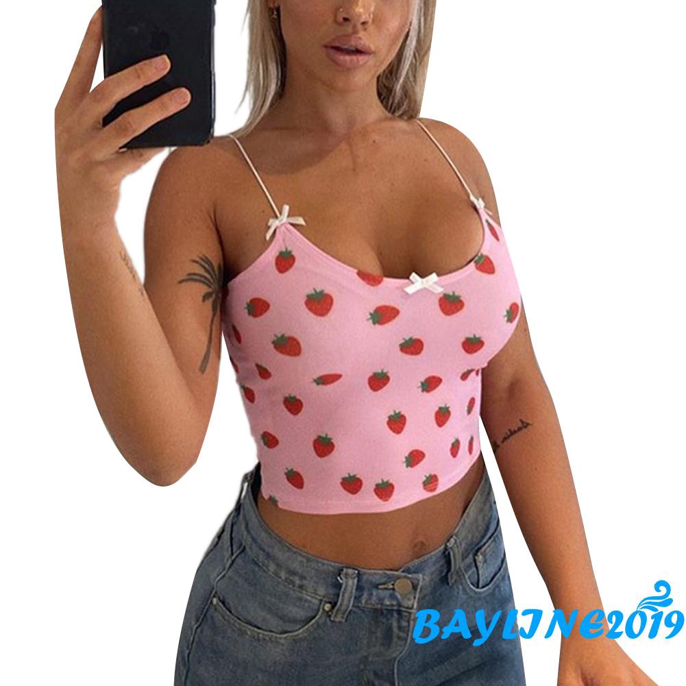 Áo hai dây hình dâu tây xinh xắn thời trang 2020 dành cho nữ