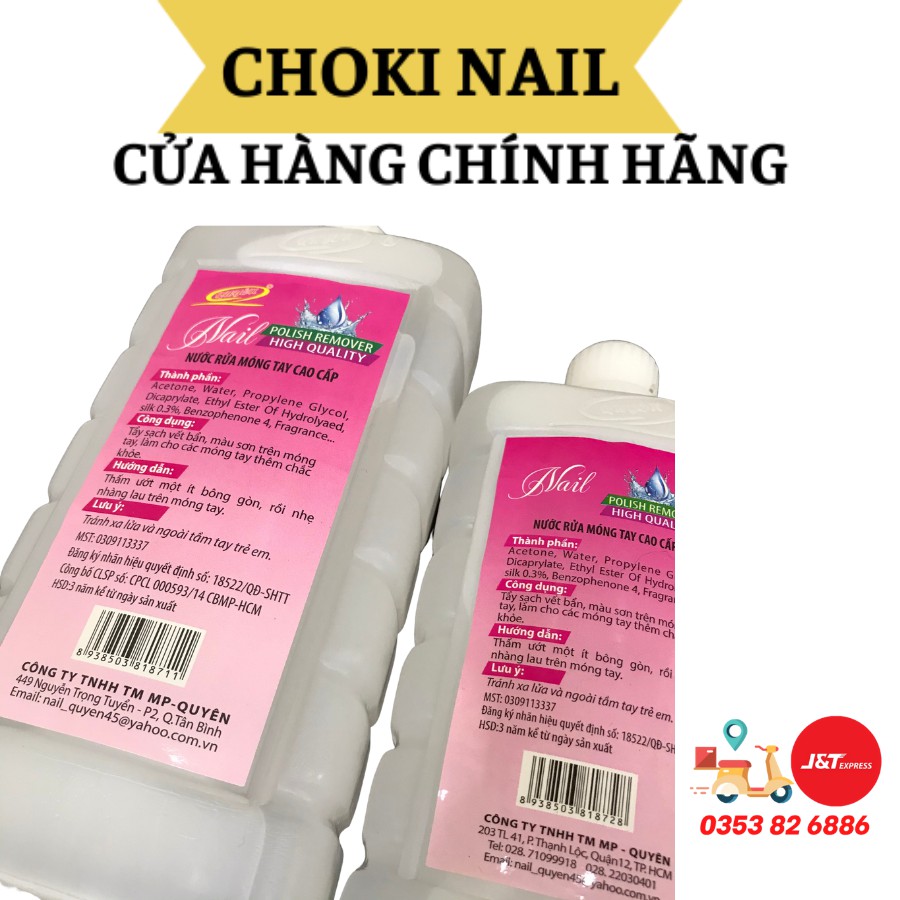 Nước rửa móng Aceton cao cấp tẩy màu sơn nail móng tay móng chân 500 ,1000ml