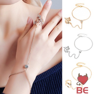 YADORNOS Vòng đeo tay phối nhẫn kiểu chiếc lá đính đá thời trang dành cho nữ