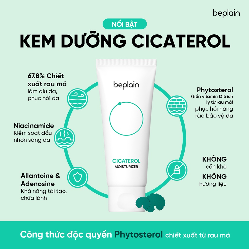 Kem dưỡng ẩm beplain CICATEROL chiết xuất rau má ngừa mụn hiệu quả 60ml