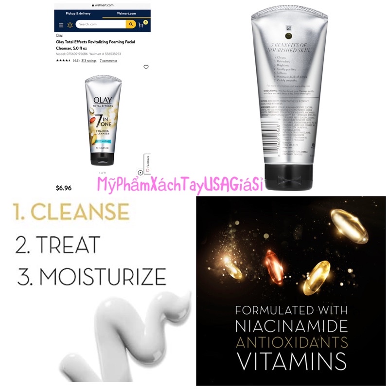 Sữa rửa mặt chống lão hoá Total Effects 7in1 dạng tuýp 150 Hàng Mỹ