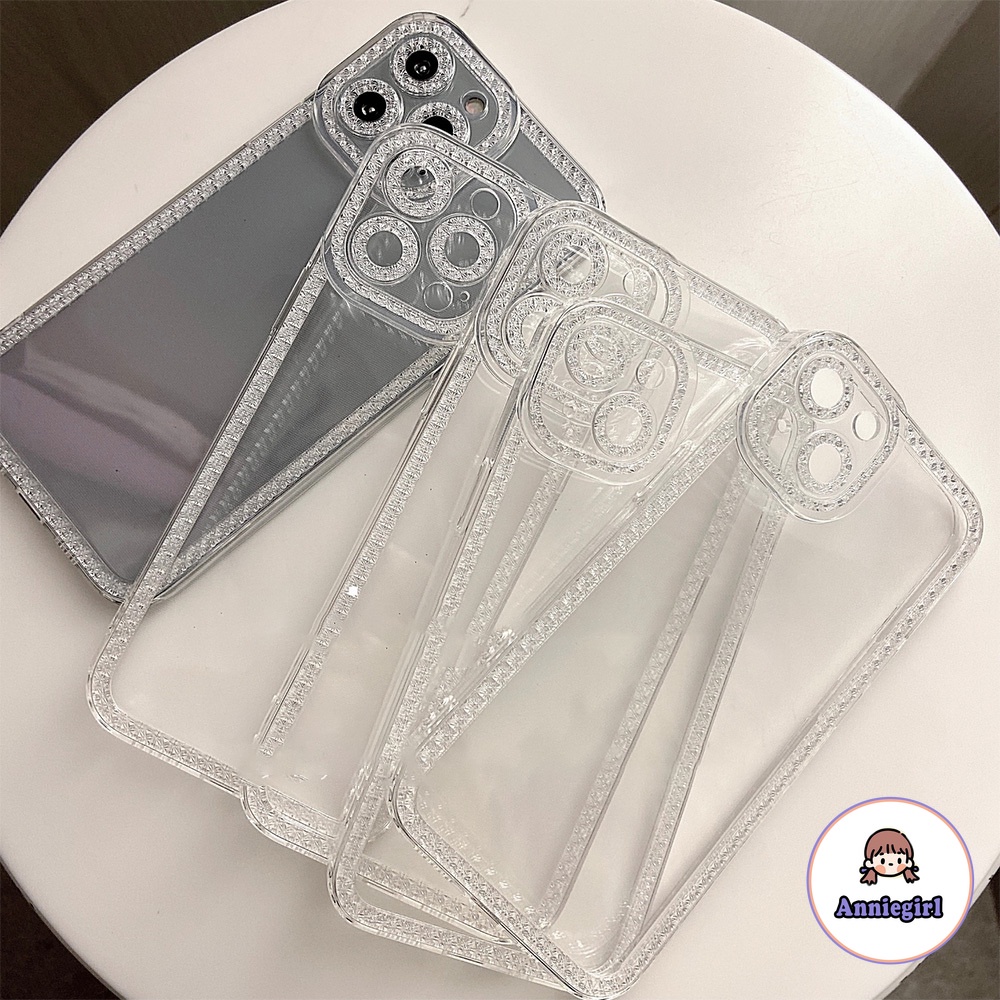 Ốp Điện Thoại TPU Mềm Chống Sốc Khung Viền Đính Đá Sang Trọng Cho IPhone 11 ip14 13 12 11 Pro Max X XR 8 7 Plus
