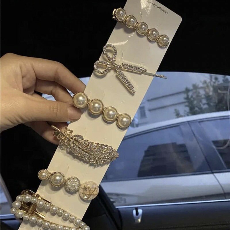 SET 6 Kẹp Tóc tiểu thưGIADUNGTONGKHO1Kẹp tóc Hàn Quốc sanh chảnh siêu đẹp, Kẹp tóc trắng đính đá