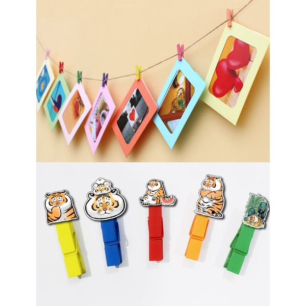 Kẹp ảnh hổ mập KAG38 combo 5 kẹp kèm dây treo 1m5