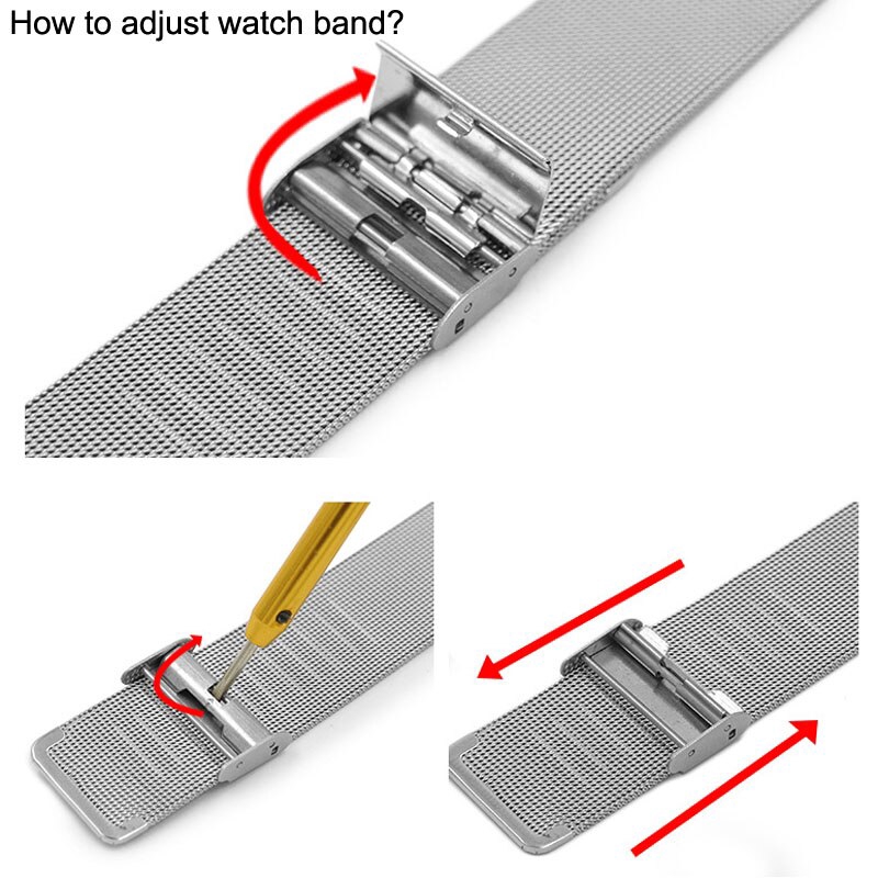 Dây Đeo Đồng Hồ Bằng Thép Không Gỉ Dạng Lưới Kích Thước 04Mm 10 12 13 14 15 16mm 17mm 18mm 19mm 20mm 21mm 22mm 23 24mm