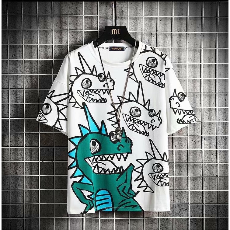 Áo Thun Nam Tay Ngắn In Hình Khủng Long Cá Tính