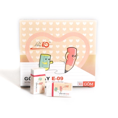 ( 1 Hộp 30 Cục ) Gôm Tẩy Bút Chì E09 Thiên Long Camshop